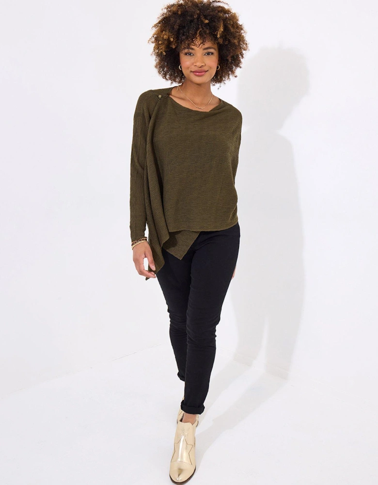 Camille Multiway Waterfall Cardigan - Dark Khaki