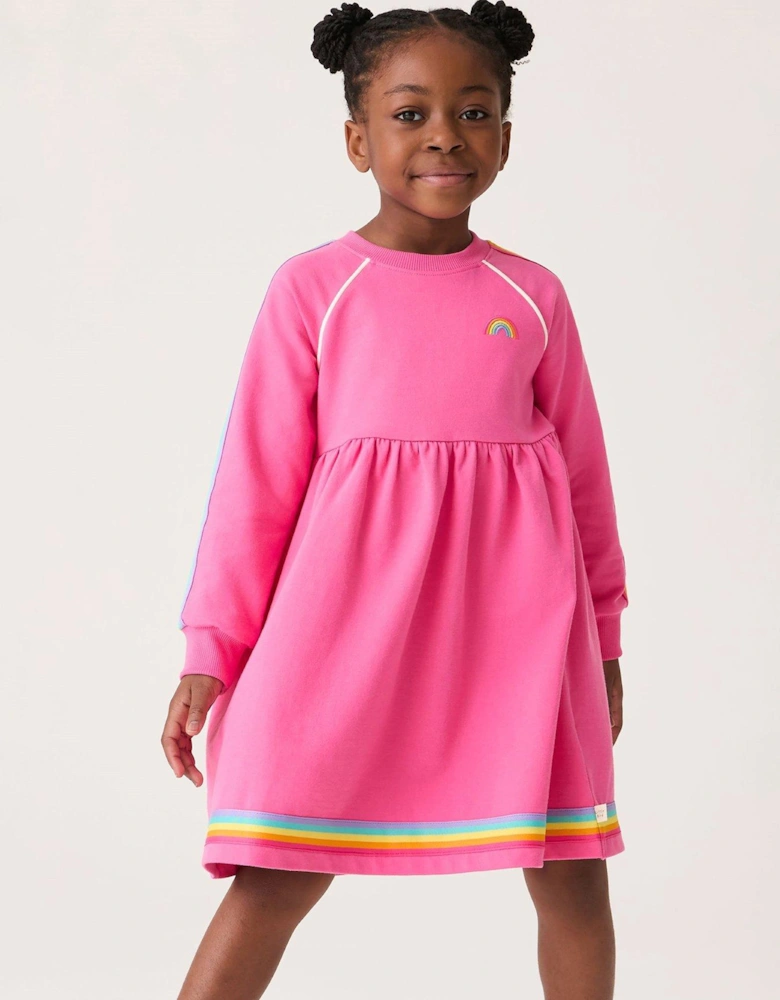 Girls Long Sleeve Sweat Dress - Pink