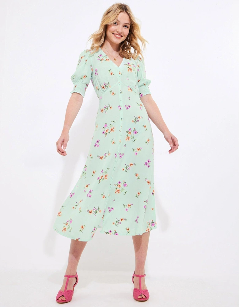 Delilah Ditsy Print Midi Dress - Green