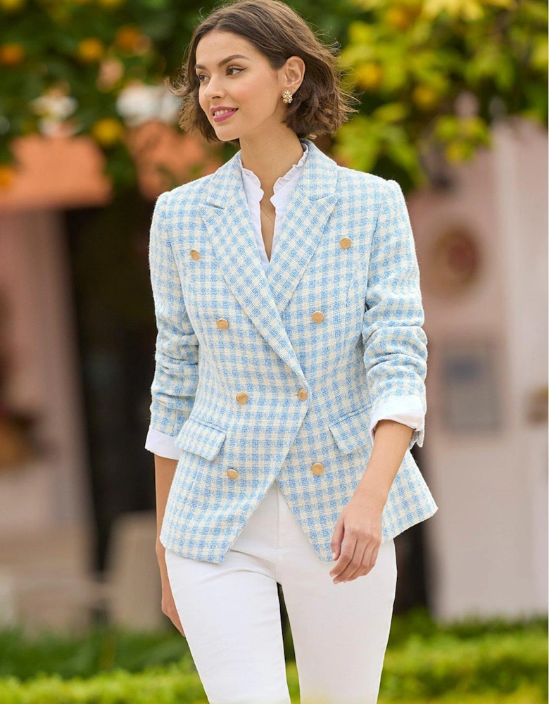 Joyful Check Blazer - Blue