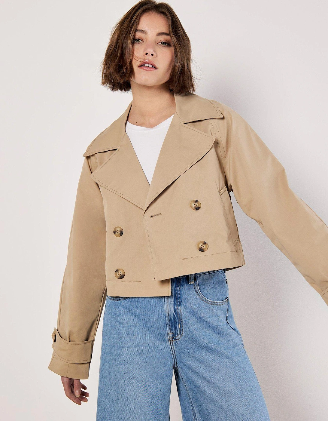 Cropped Trench Coat - Stone, 2 of 1