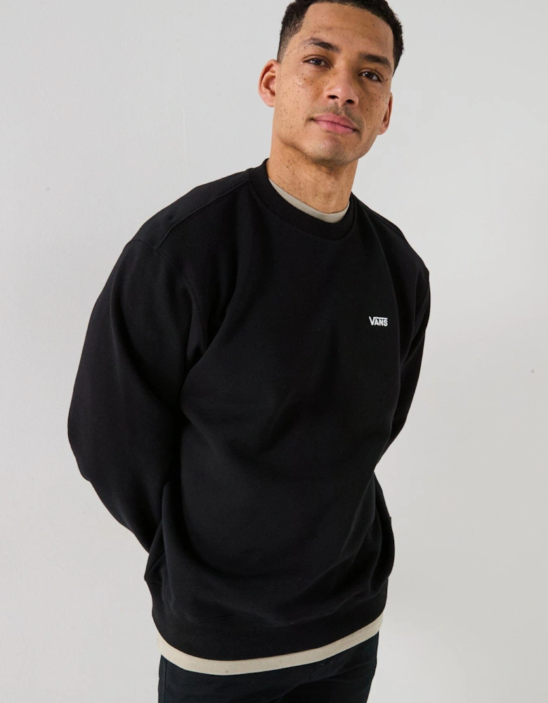 Mens Left Chest Logo Oversized Crew - Black