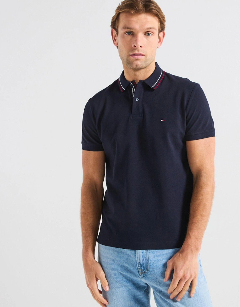 Regular Fit Placket Interest Polo Shirt - Navy
