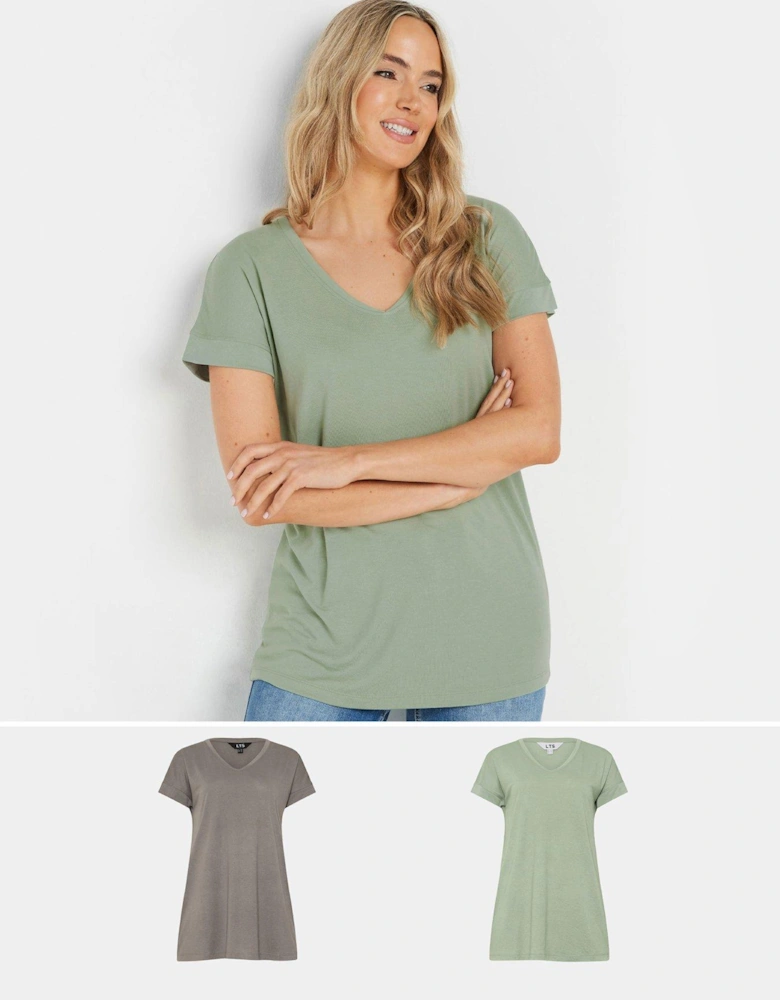 2 Pack Modal T-Shirts - Green