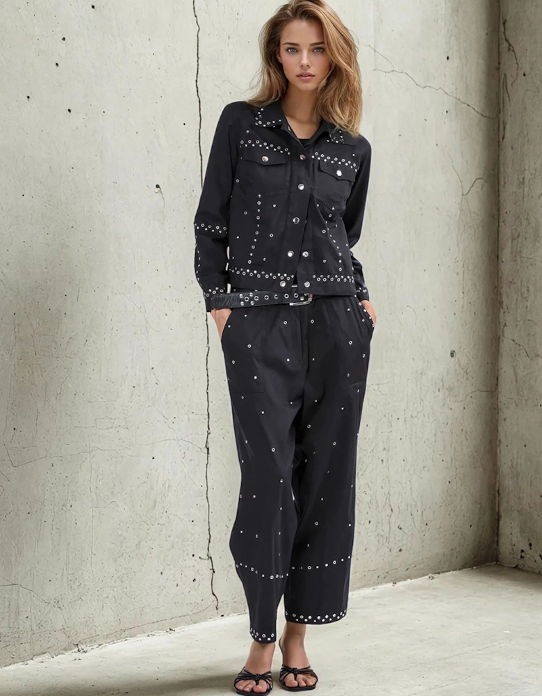 Granite Trousers With All Over Studs - Black