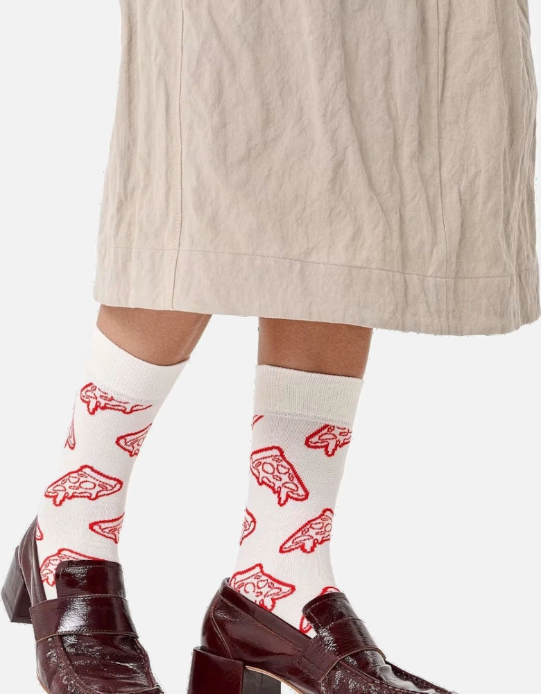 Pizza Socks, White