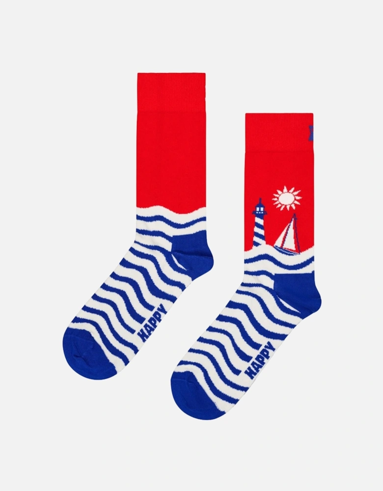 3-Pack Smooth Sailing Socks Gift Box, Blue/red