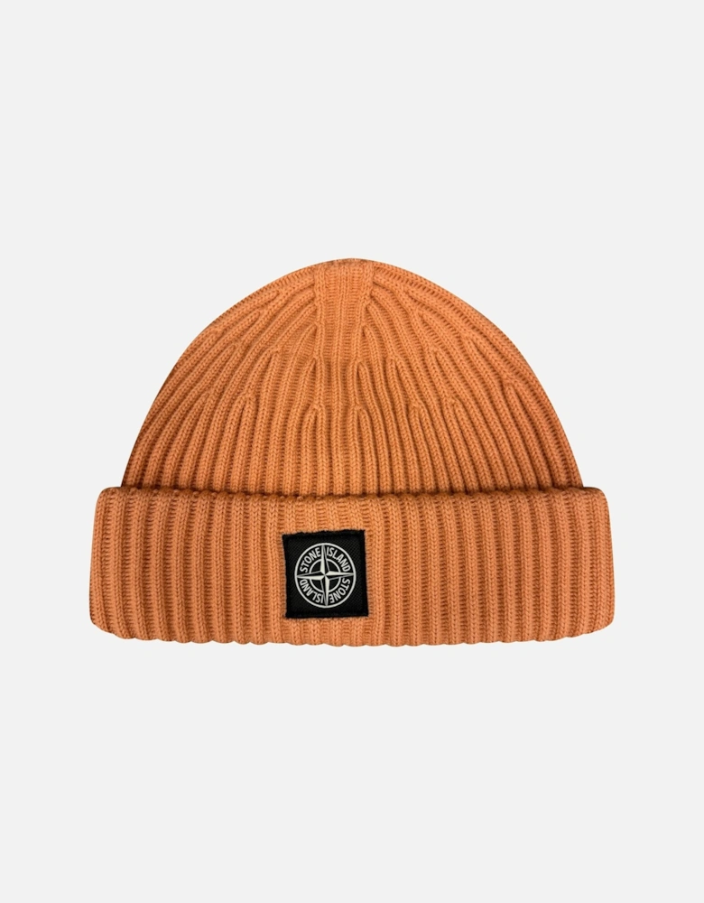 Thick Ribbed Wool Beanie Hat Orange