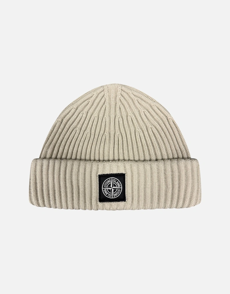 Thick Ribbed Wool Beanie Hat Beige