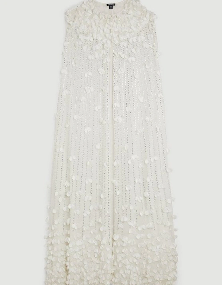 Crystal Applique Woven Maxi Cape