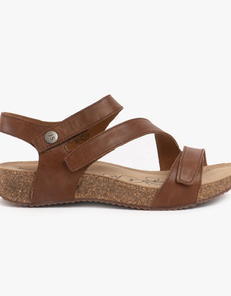 TONGA 25 Womens Leather Touch Fasten Sandals Camel