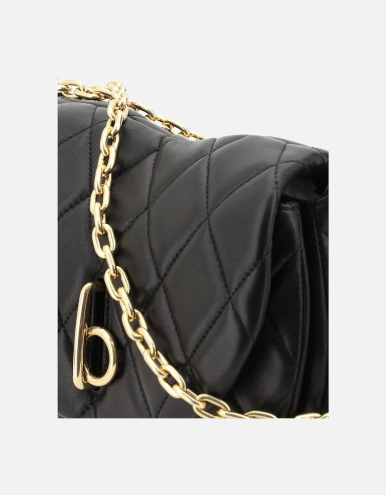 Lambskin Quilted Shoulder Bag with Chain Strap Women - Black