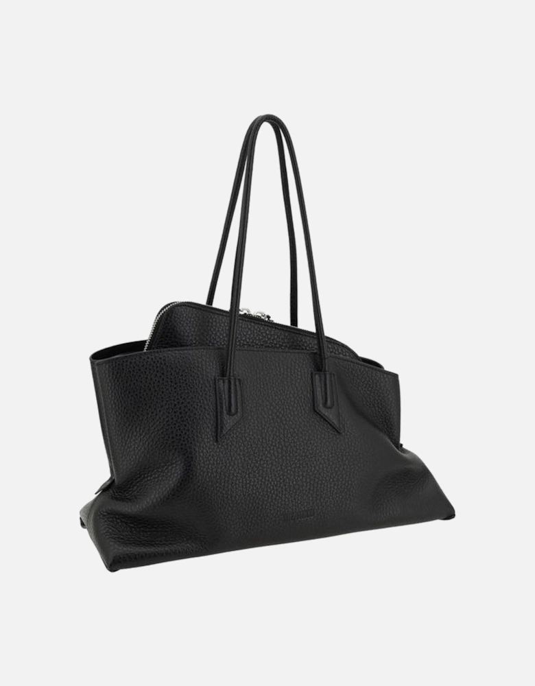 Leather Asymmetrical Geometric Shoulder Bag Women - Black