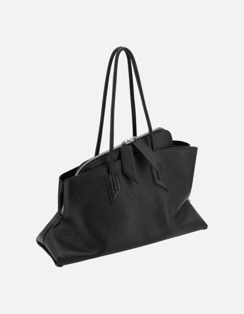 Leather Asymmetrical Geometric Shoulder Bag Women - Black