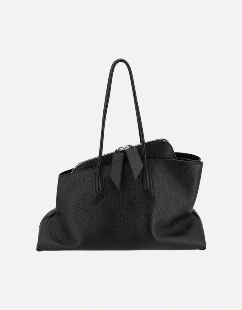 Leather Asymmetrical Geometric Shoulder Bag Women - Black