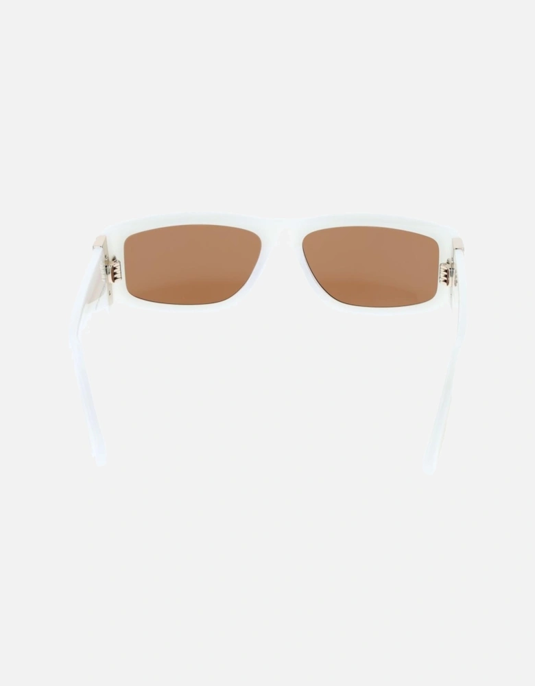 Rectangle Full-Rim Acetate Sunglasses with Brown Lenses Unisex - White