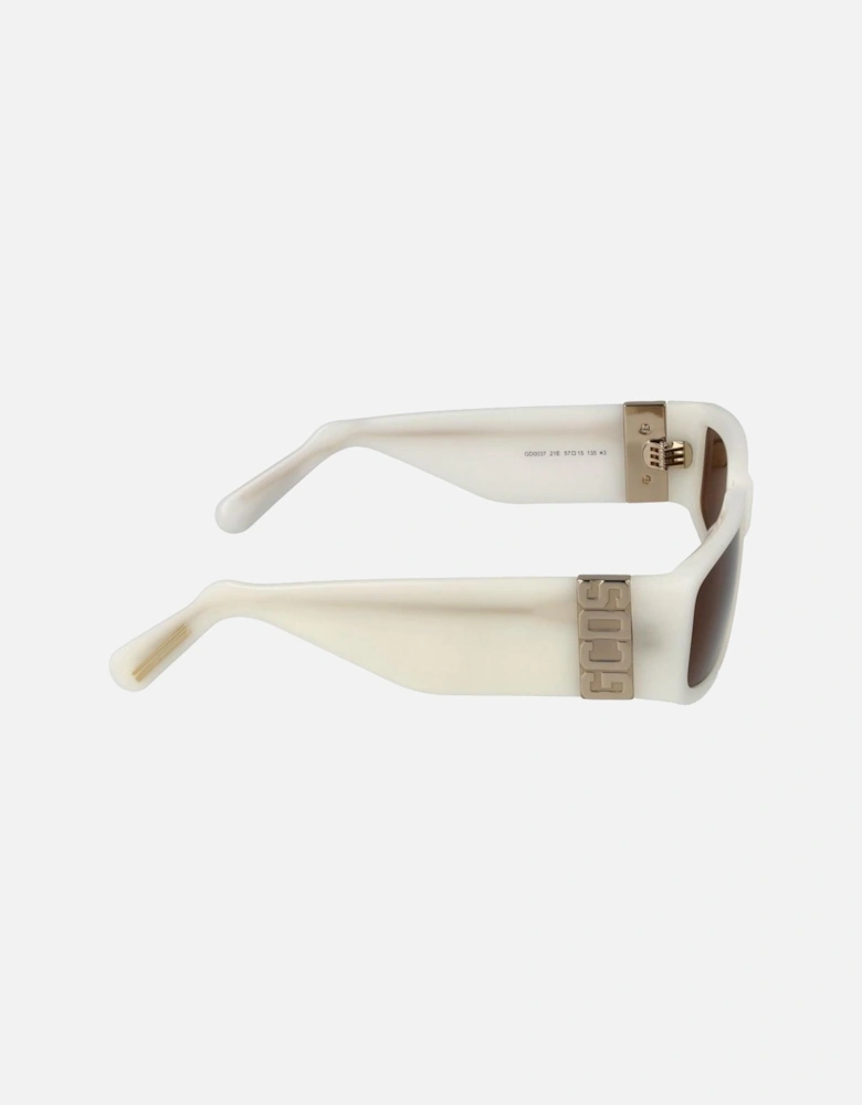 Rectangle Full-Rim Acetate Sunglasses with Brown Lenses Unisex - White