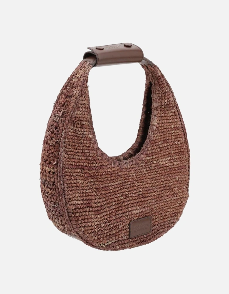 Raffia Hobo Bag with Leather Patch and Base Women - Brown Handbags