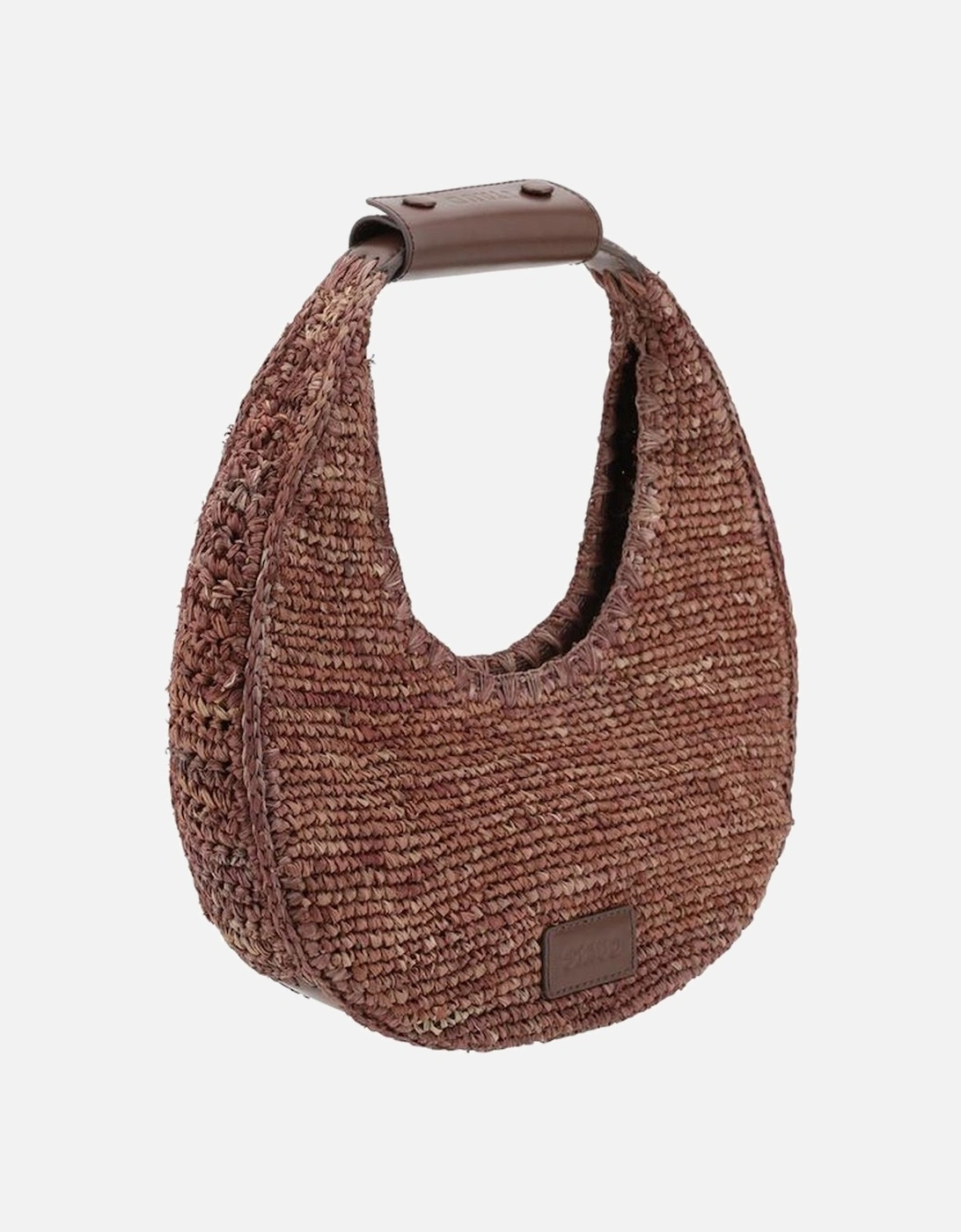 Raffia Hobo Bag with Leather Patch and Base Women - Brown Handbags