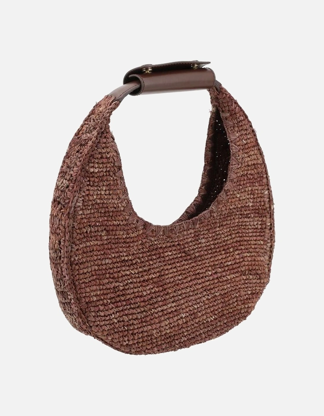 Raffia Hobo Bag with Leather Patch and Base Women - Brown Handbags