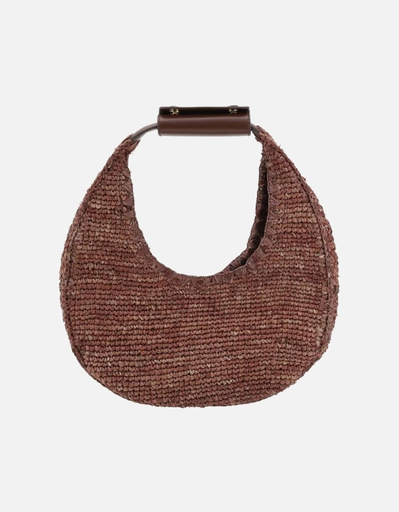 Raffia Hobo Bag with Leather Patch and Base Women - Brown Handbags