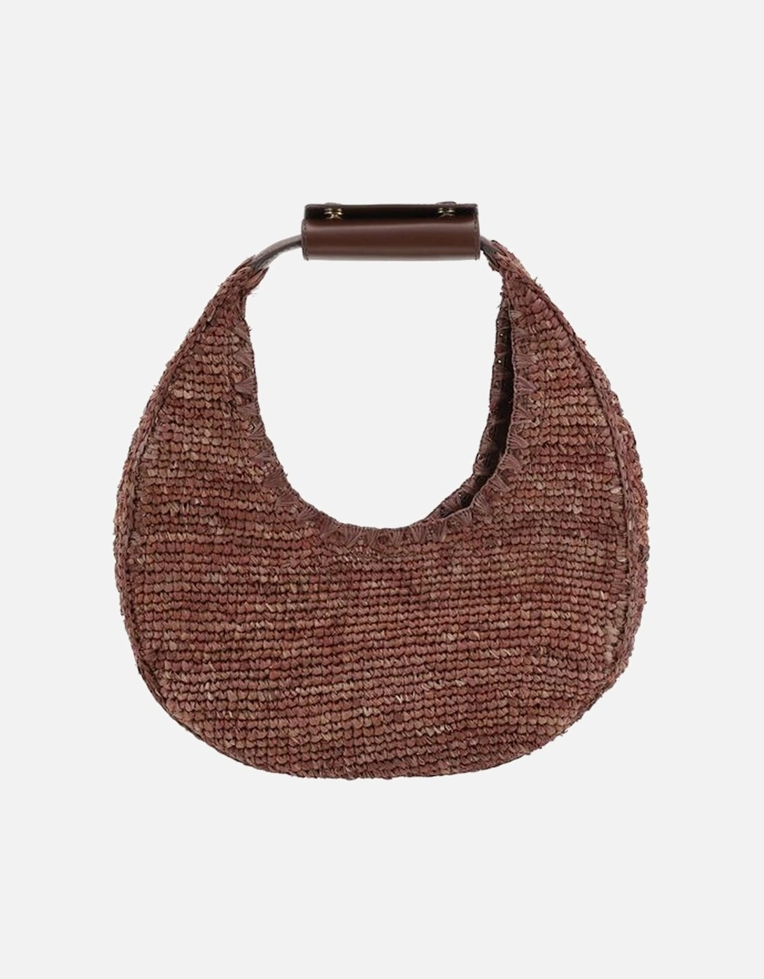 Raffia Hobo Bag with Leather Patch and Base Women - Brown Handbags, 5 of 4