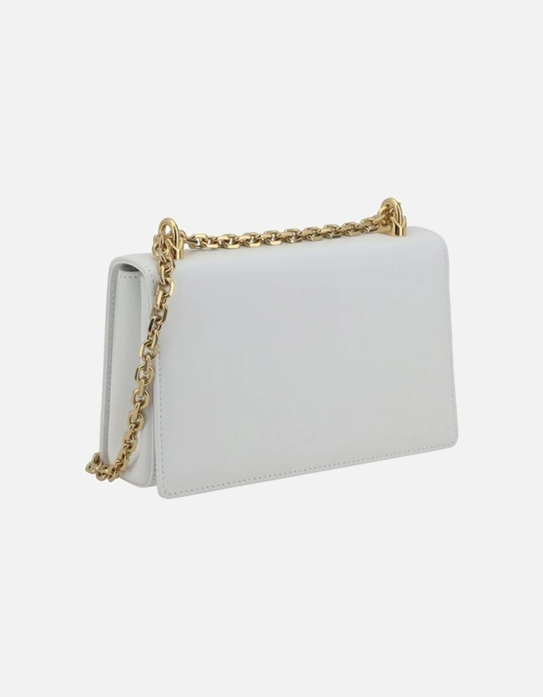 Lambskin Leather Shoulder Bag with Chain Strap Women - White