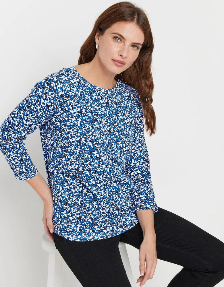 3/4 Sleeve Crew Neck Top - Blue