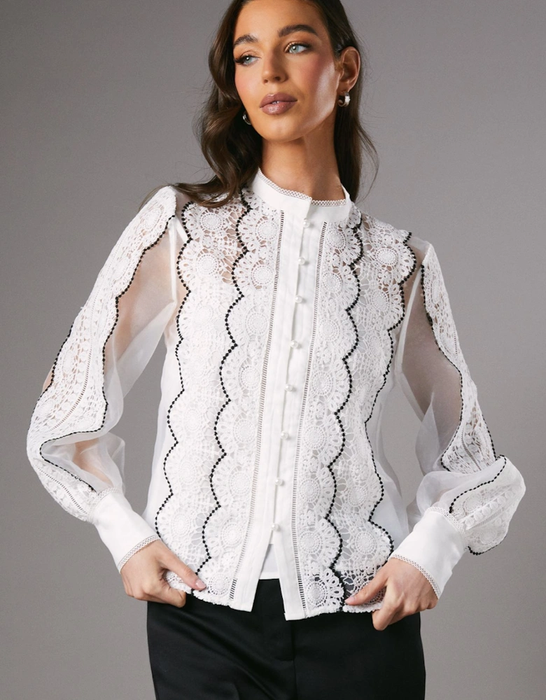 Lace Organza Blouse