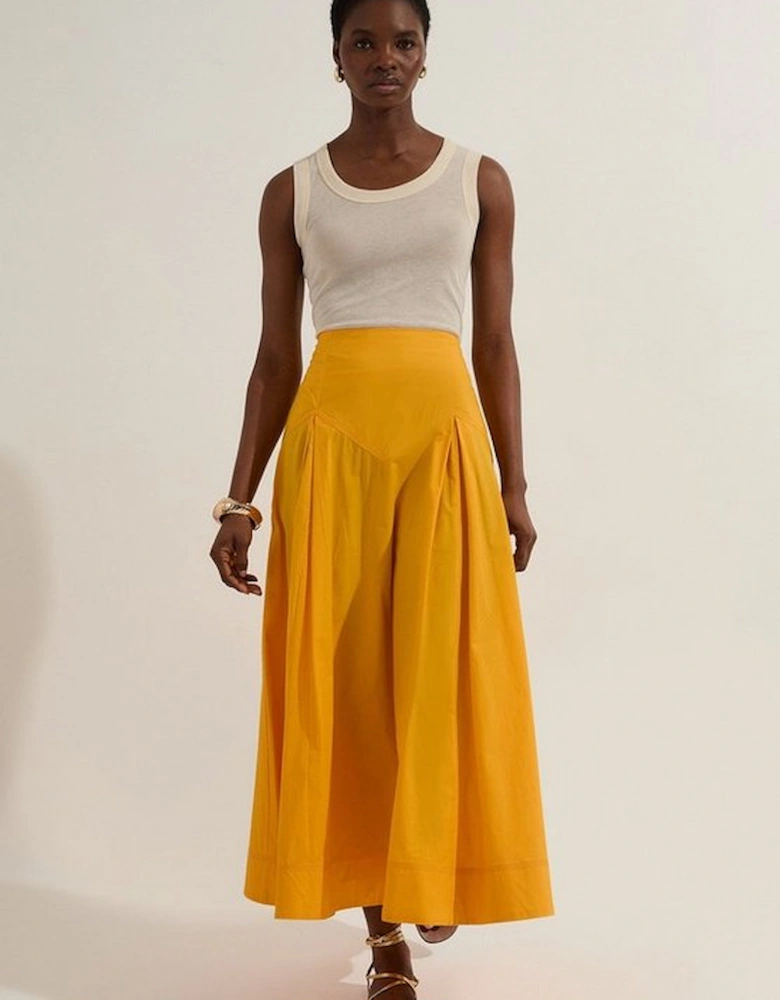 Cotton Woven Prom Skirt With Dropped Waist Detail