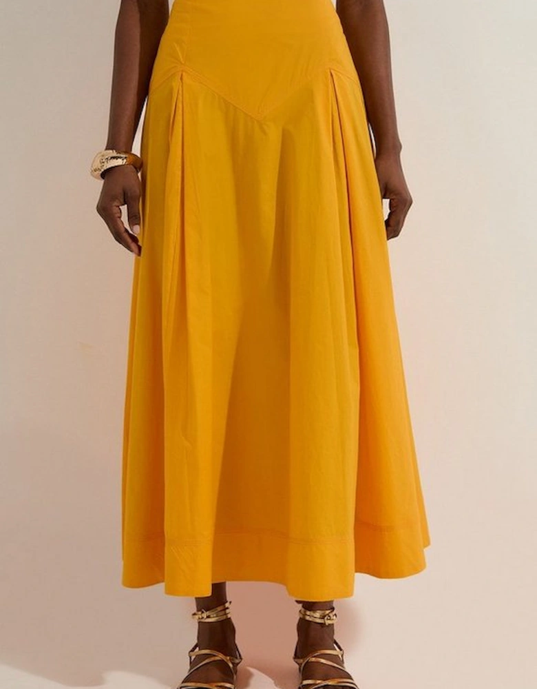 Cotton Woven Prom Skirt With Dropped Waist Detail