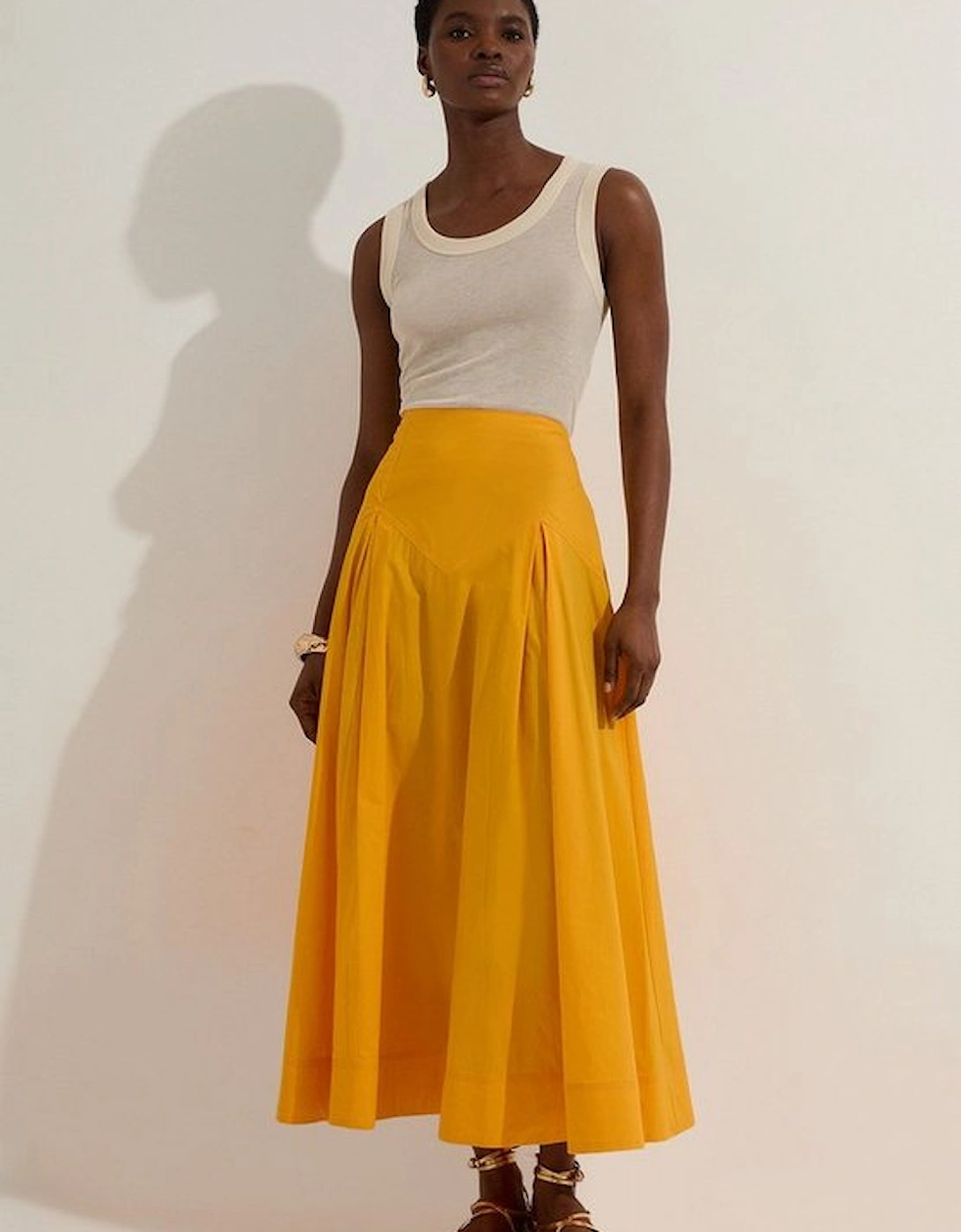 Cotton Woven Prom Skirt With Dropped Waist Detail