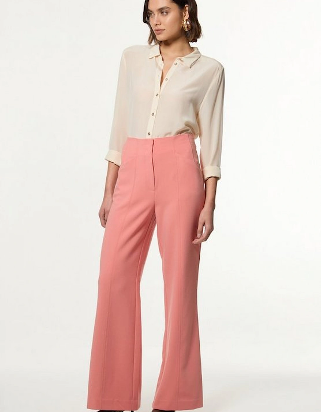 Compact Stretch Tailored Seam Detail Wide Leg Trouser, 5 of 4