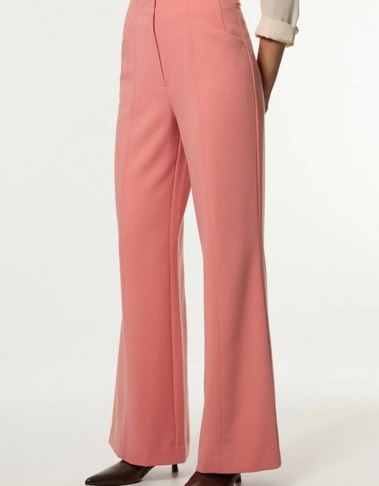 Compact Stretch Tailored Seam Detail Wide Leg Trouser