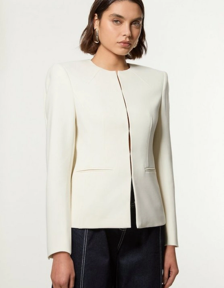 Compact Stretch Tailored Seam Detail Blazer