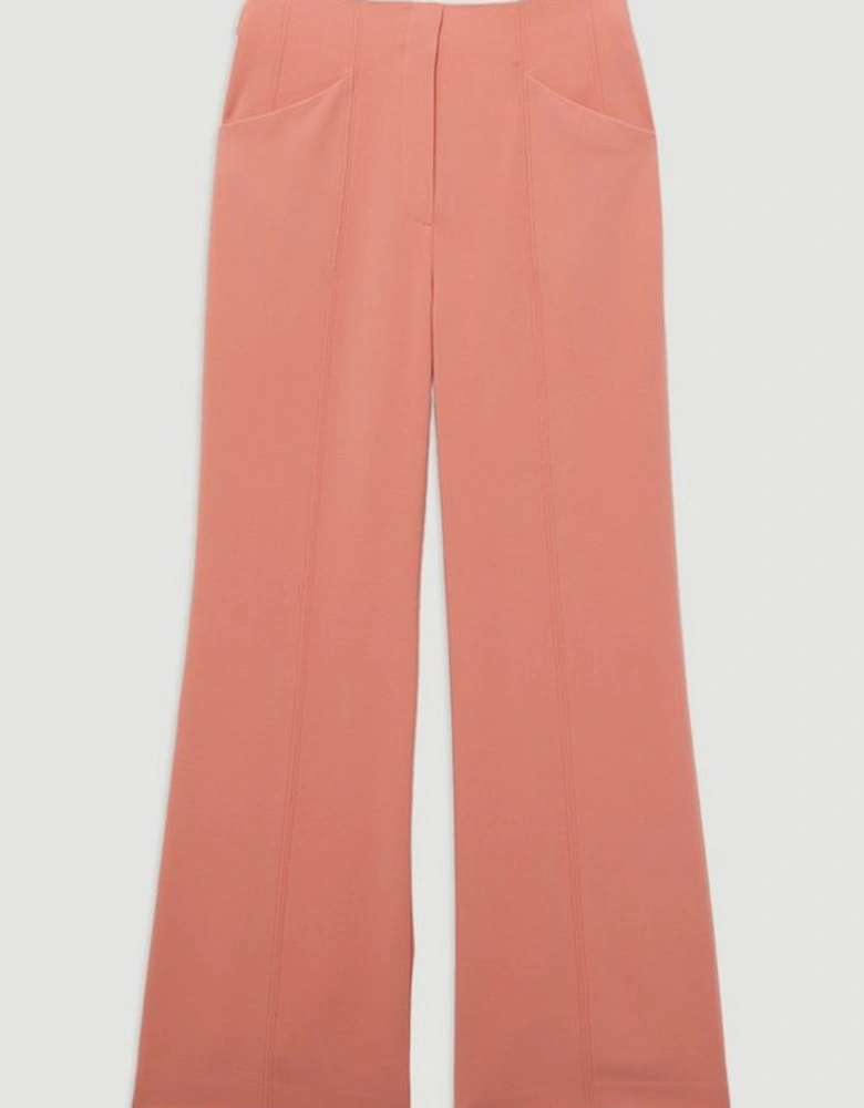 Compact Stretch Tailored Seam Detail Wide Leg Trouser