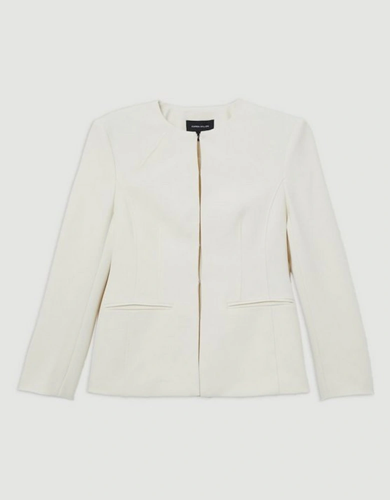 Compact Stretch Tailored Seam Detail Blazer