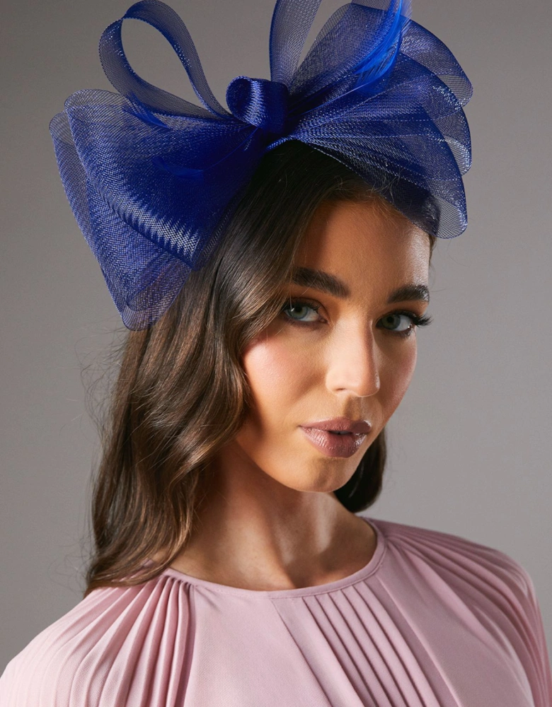 Bow Mesh Fascinator With Feathers