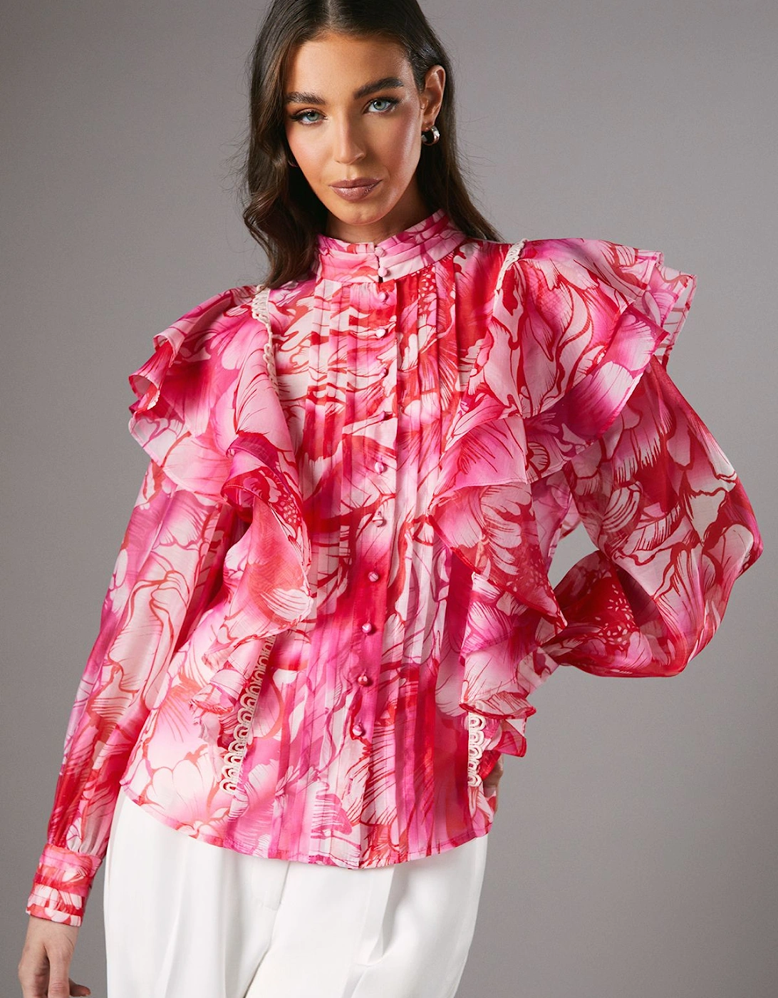 Frill Button Through Blouse, 6 of 5