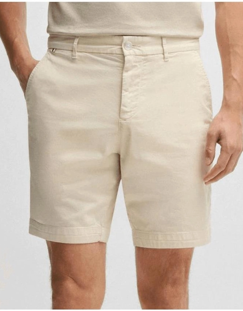 H-Slice Cotton Slim Fit Beige Shorts