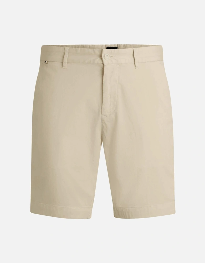 H-Slice Cotton Slim Fit Beige Shorts