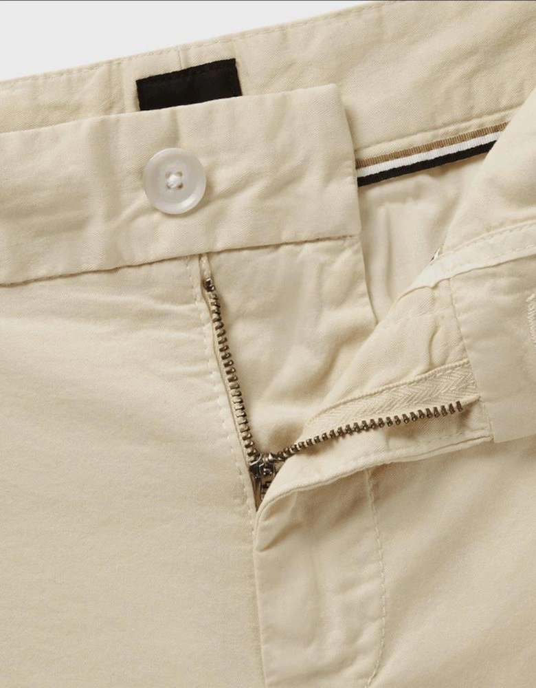 H-Slice Cotton Slim Fit Beige Shorts