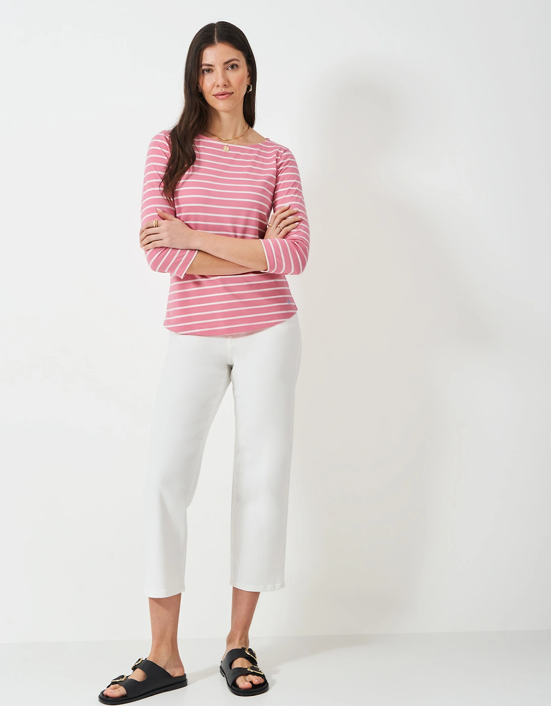 Women's Essential Breton Flamingo Plume/White Linen