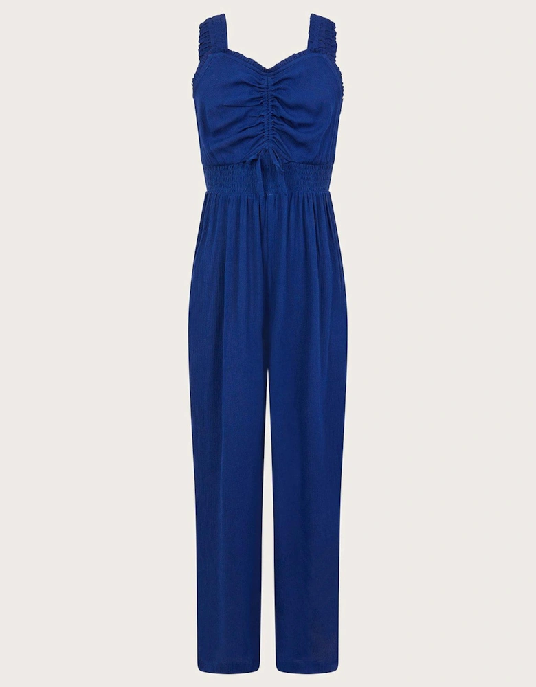 Girls Sleeveless Crinkle Jumpsuit - Blue