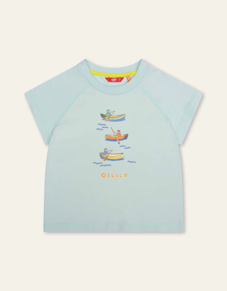 Boys Soft Blue Boat Print T-Shirt