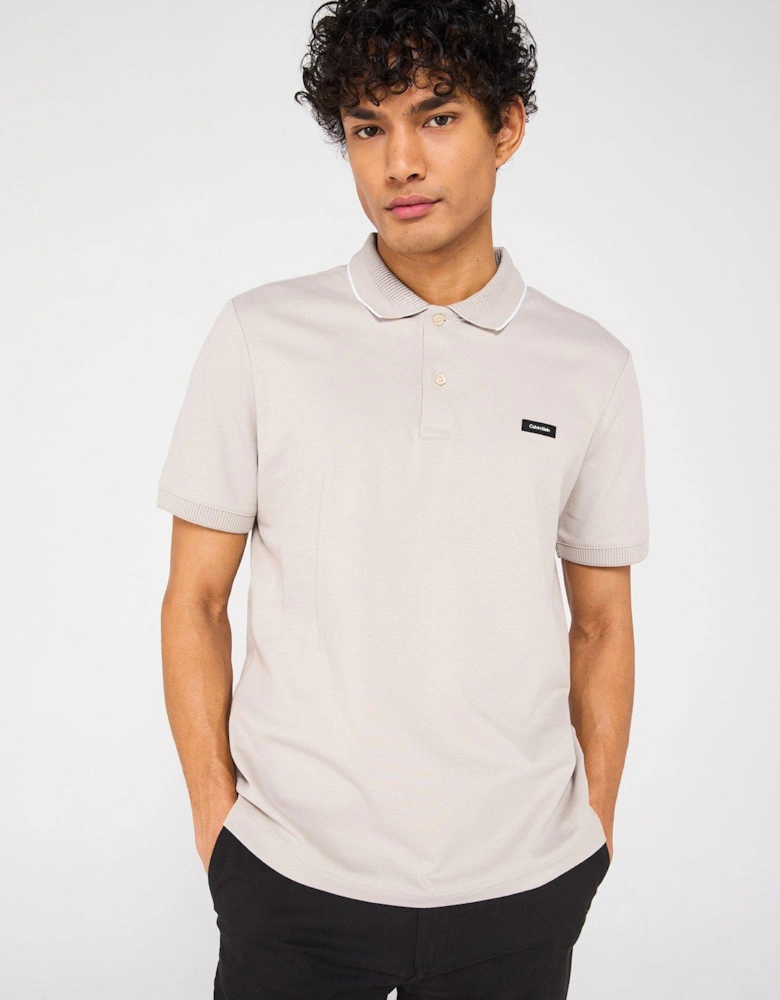 Pique Tipped Logo Polo Shirt - Light Natural