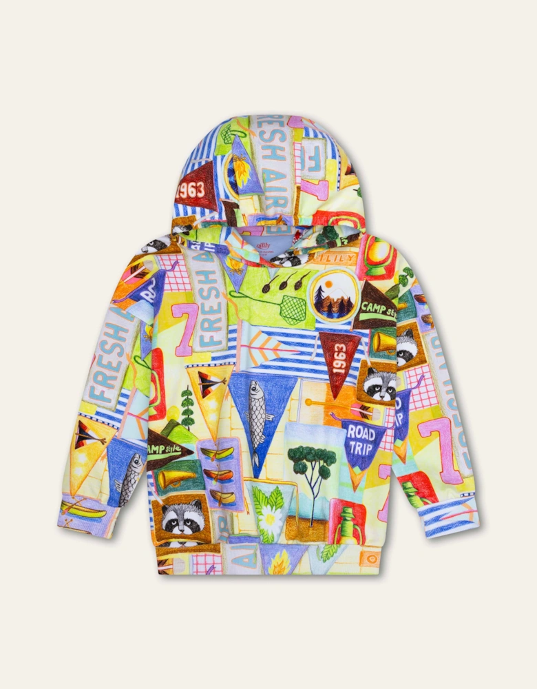 Boys Multi Boat Print Hooded Sweatshirt