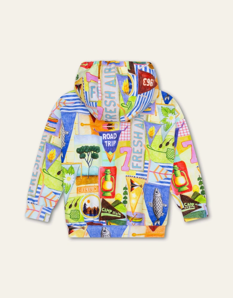 Boys Multi Boat Print Hooded Sweatshirt