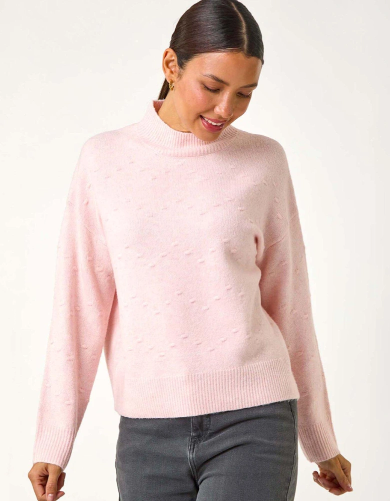 Bobble Stitch Knit Jumper - Pink