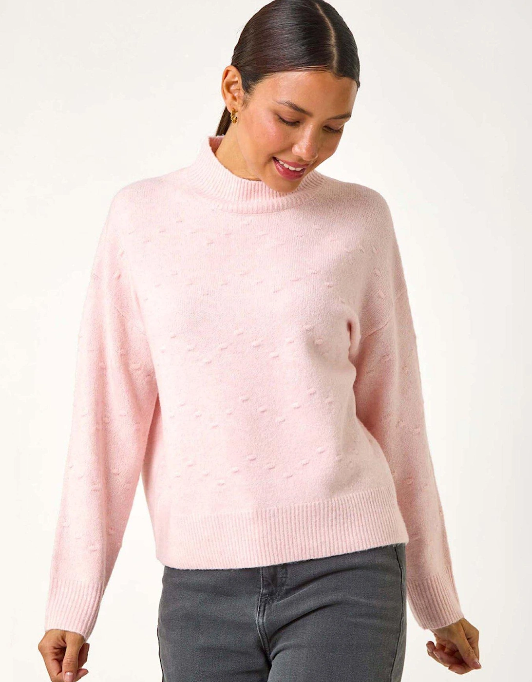 Bobble Stitch Knit Jumper - Pink, 2 of 1